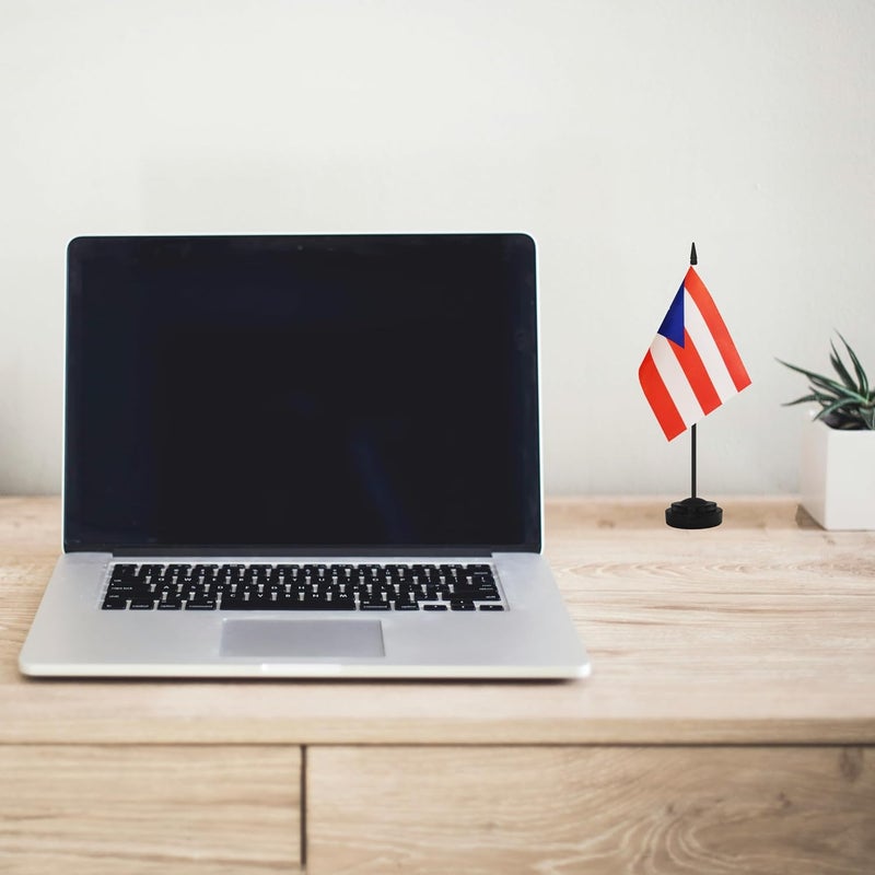 Yamiuo 2 Pack Puerto Rico Desk Flag Set, Puerto Rican Desktop Small Miniature Table Office Flag with 12" Black Pole and Black Base, Offices, Classroom, Home, Festival Decoration (Puerto Rico) - Image 5